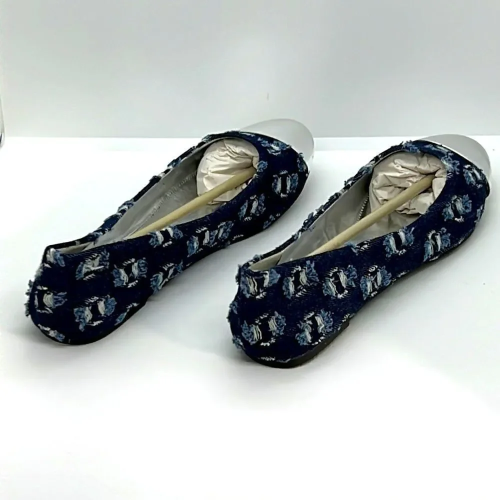 Denim Patchwork Flats By Fahrenheit.  Size 6